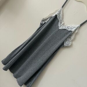 SHEIN Gray Lace-Accent Chemise